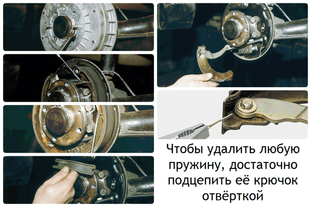 Действия по замене колодок барабанных тормозов, ВАЗ-2192/2194